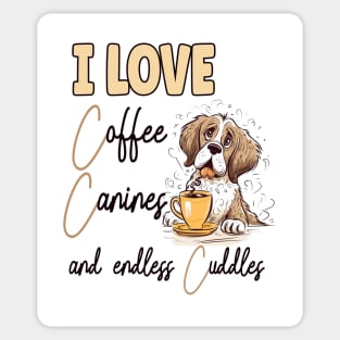I Love Coffee Canines and Cuddles St. Bernard Owner Funny Sticker